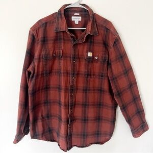 Carhartt Plaid Flannel Work Shirt 100% Cotton Button Down Outdoor Casual XL